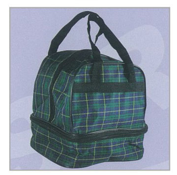 綠格子雙層便當袋