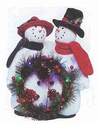 24&rdquo;雙雪人抱花圈+LED10燈電池燈附IC(彩)