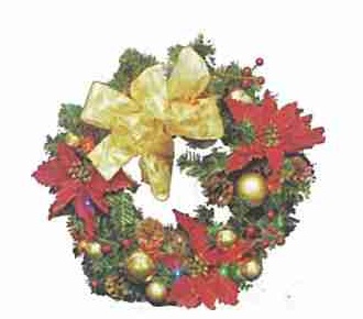 12&rdquo;花圈加飾品+LED20燈電池燈附IC(彩)