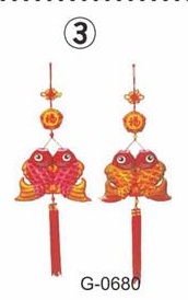 76公分吉祥雙魚刺繡吊飾
