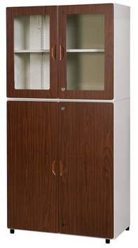 106鋼木門+74高玻開胡桃鋼木櫃TC-a1605