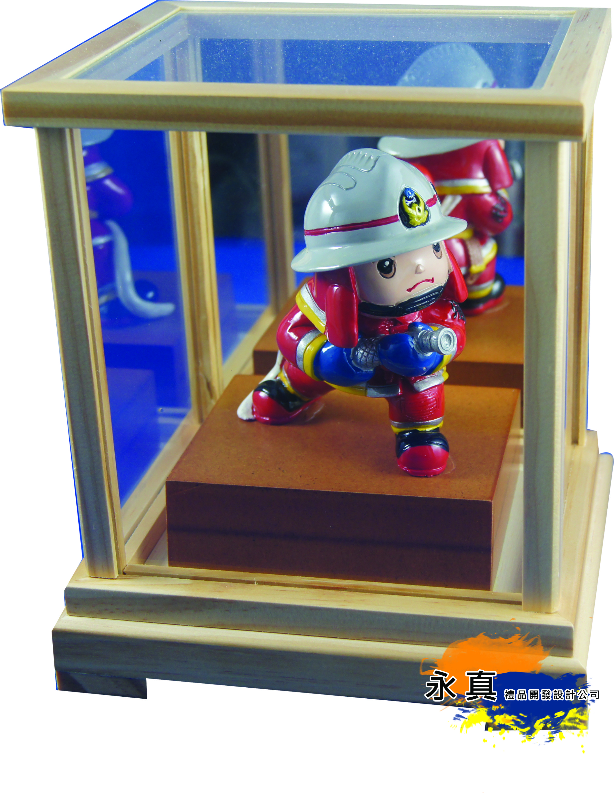 單入消防公仔含木框