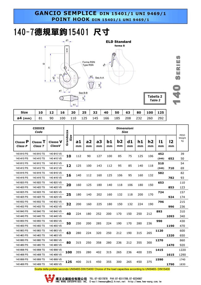 C2-4.140-7德規單鉤15401尺寸