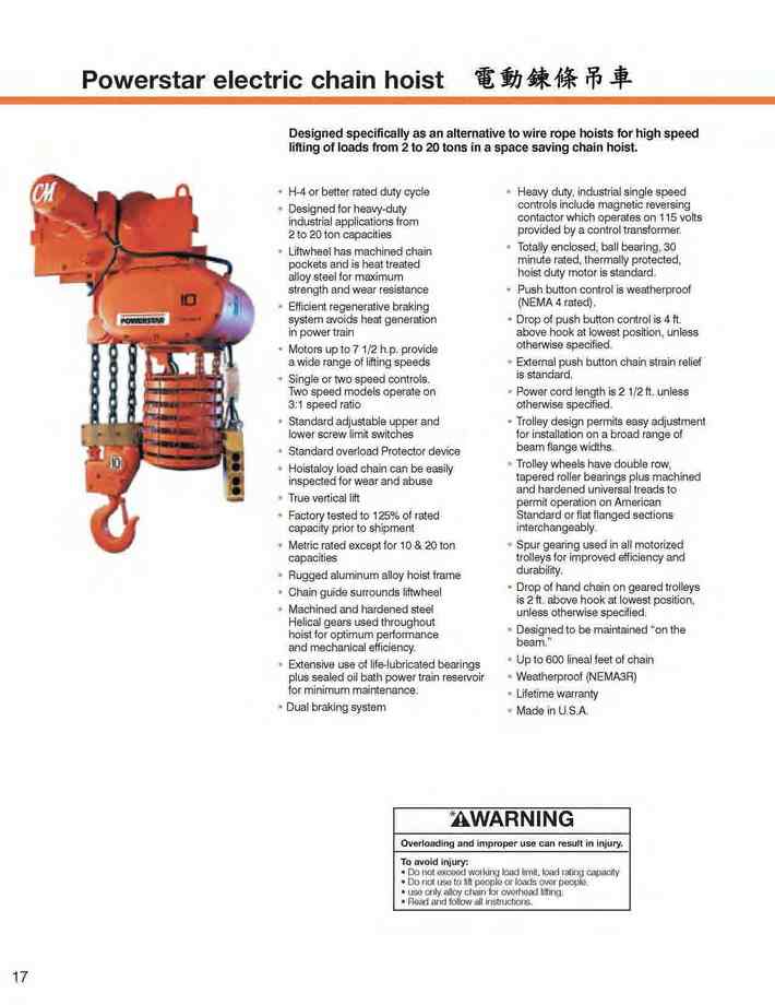 19.POWERSTAR電動鍊條吊車