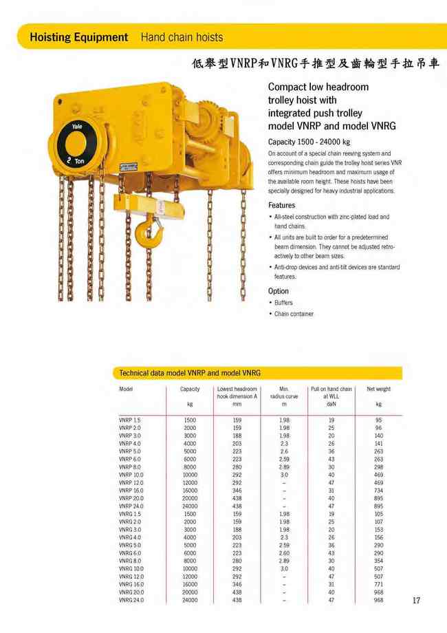 17.低舉型VNRP和VNRG手推型及齒輪型手拉吊車LOW