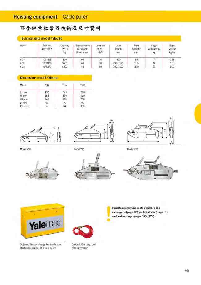 44.耶魯鋼索拉緊器技術及尺寸資料