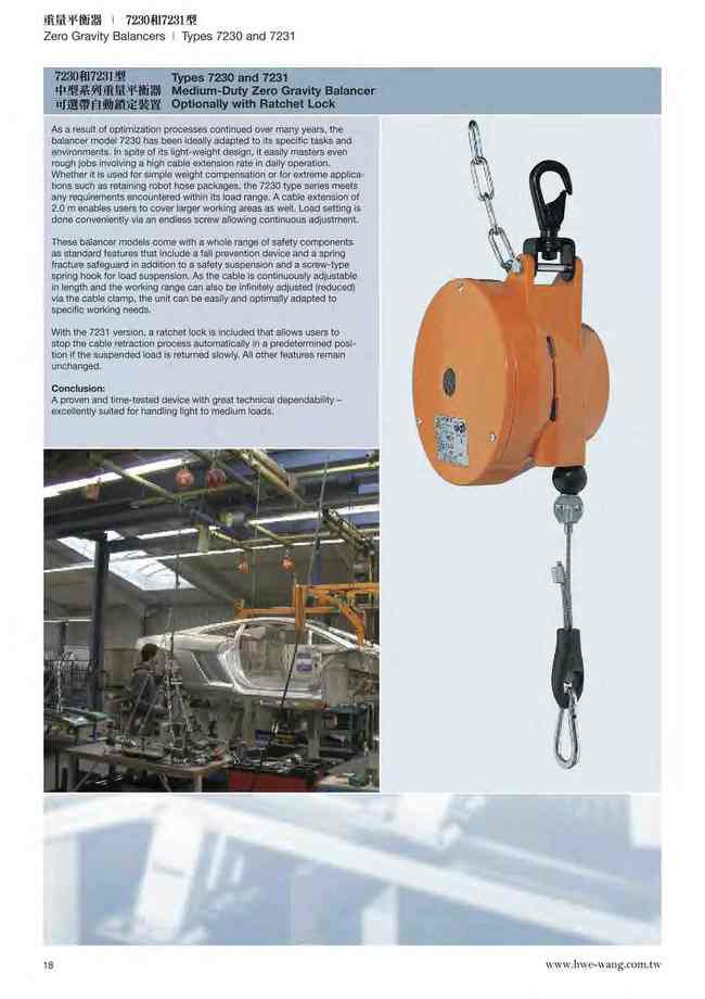 18.中型系列重量平衡器7230和7231型-可選帶自動鎖定裝置