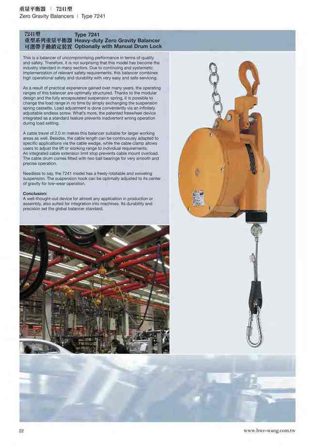 22.重型系列重量平衡器7241型-可選帶手動鎖定裝置