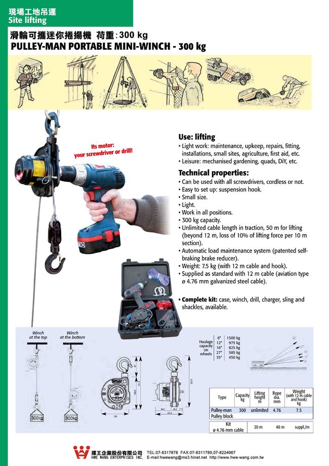 6-38.滑輪可攜迷你捲揚機,荷重300