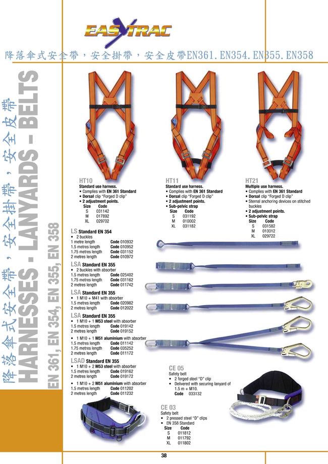7-38.降落傘式安全帶，安全掛帶，安全皮帶EN361.EN354.EN355.EN358