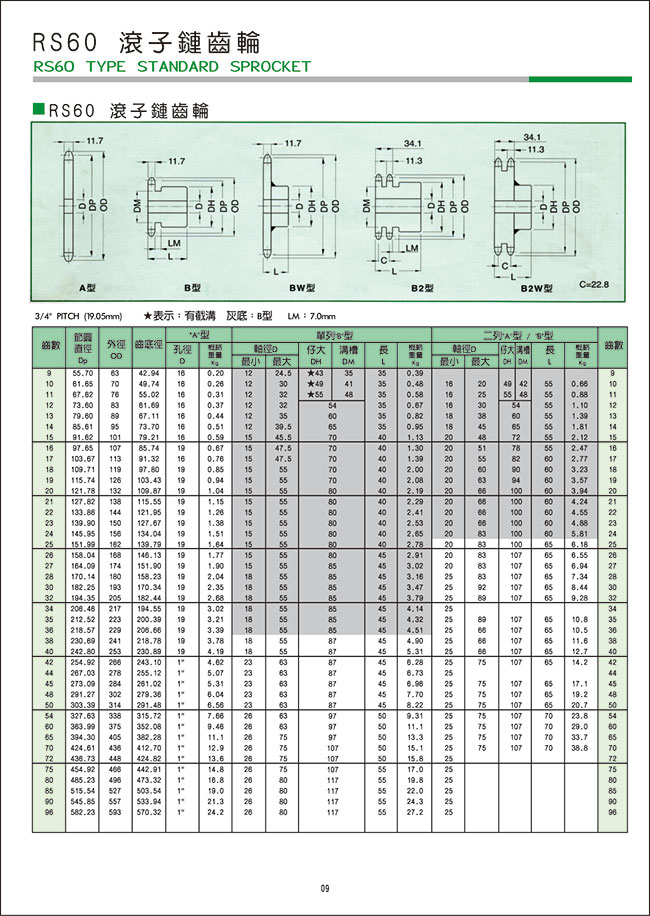 RS60-滾子鏈齒輪