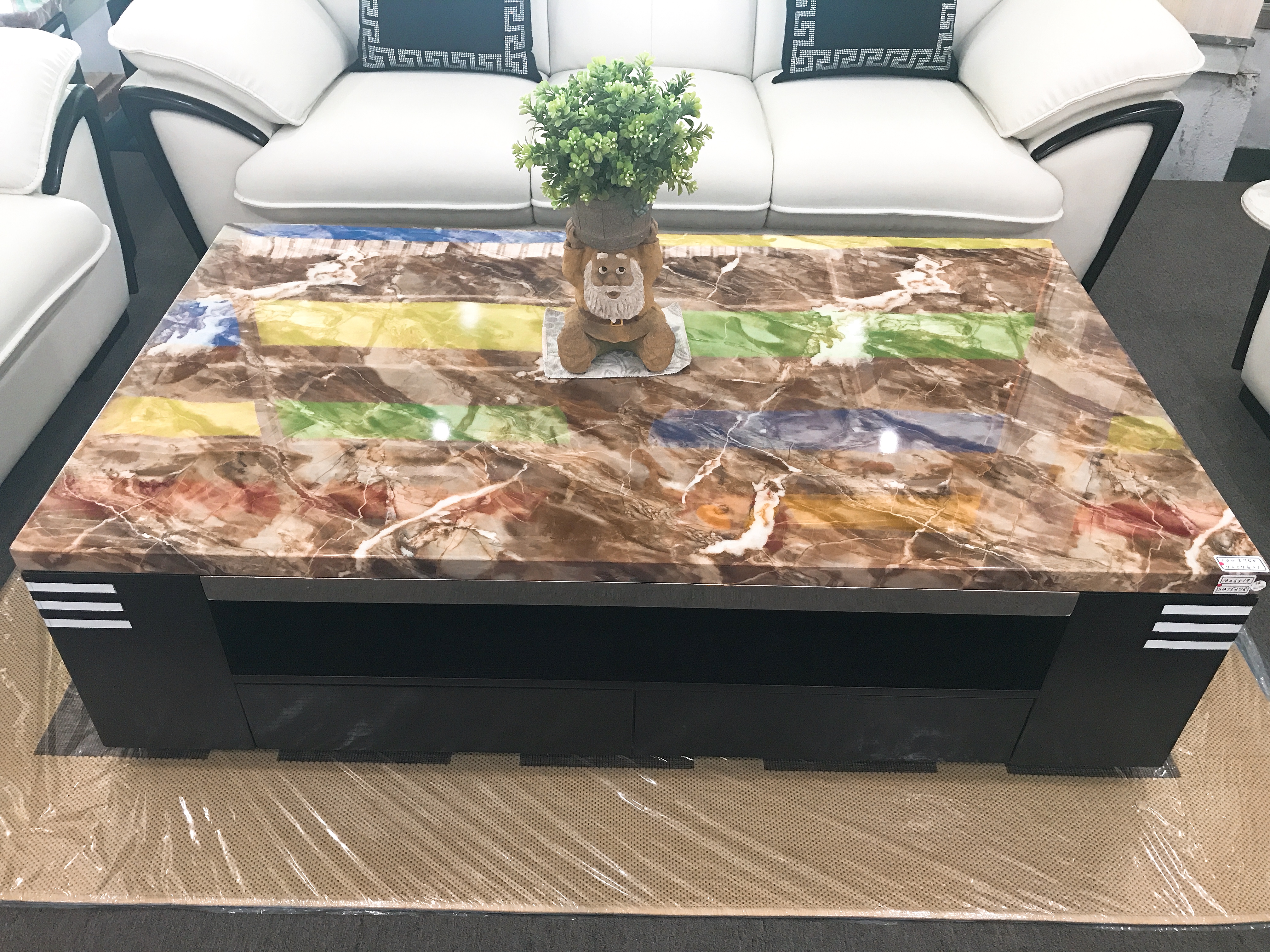 大理石紋石面茶几(亦有小茶几，可拆賣)