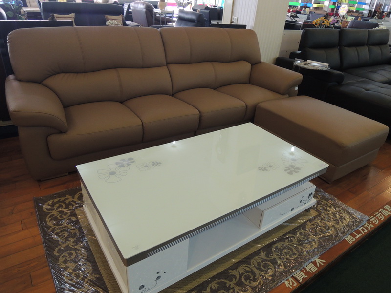 牛皮L型沙發