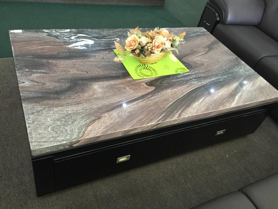 天然紫山水石茶几組