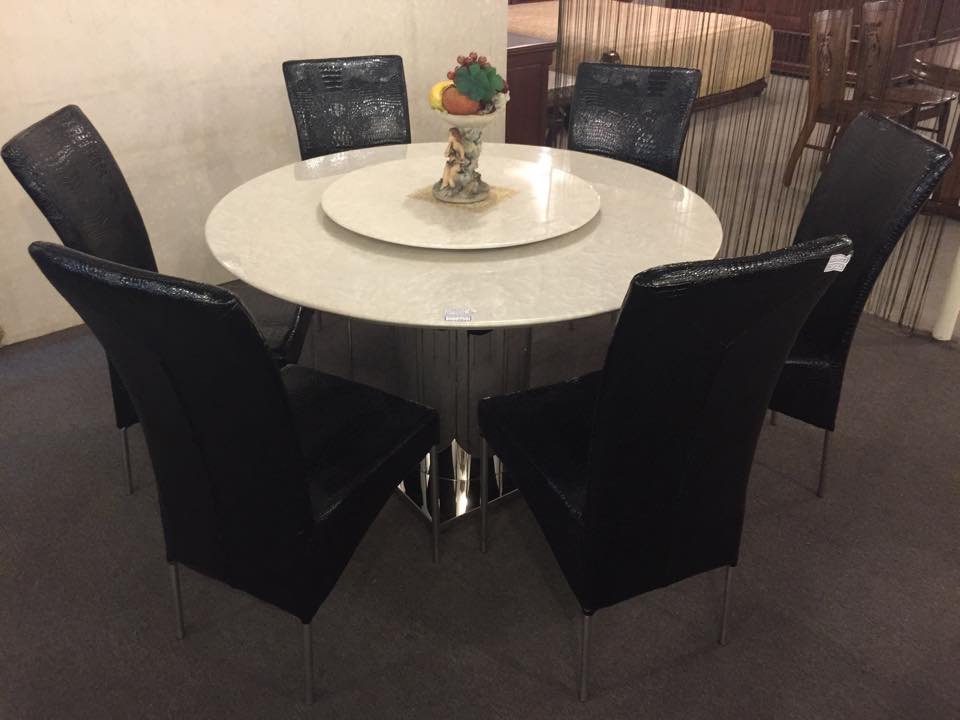 現代石面圓桌椅組