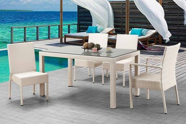 塑藤休閒椅組-白