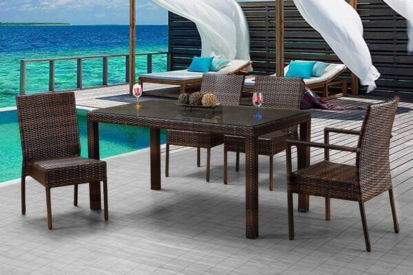 塑藤休閒椅組黑