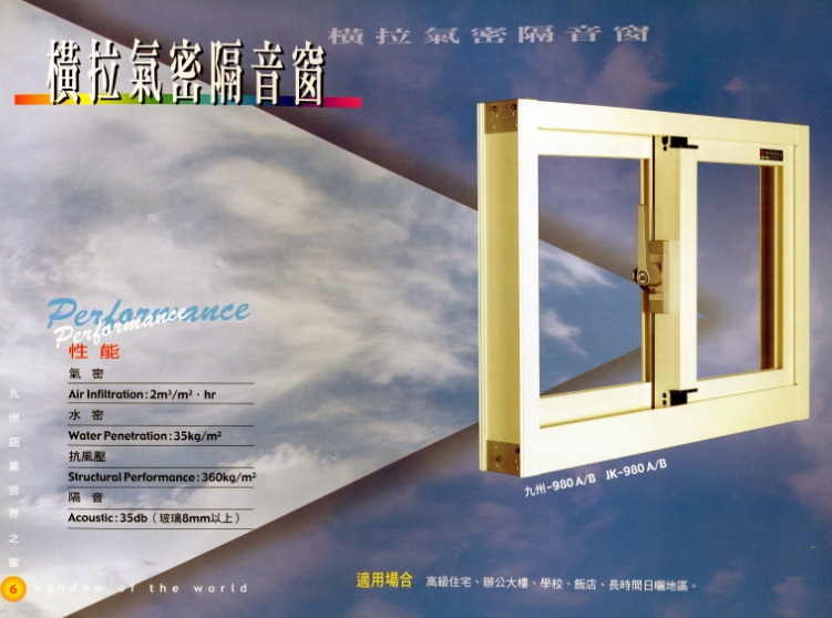 橫拉氣密隔音窗