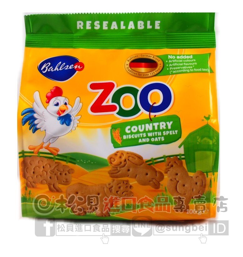 百樂順動物造型燕麥餅乾(原味)100g【4017100124112】