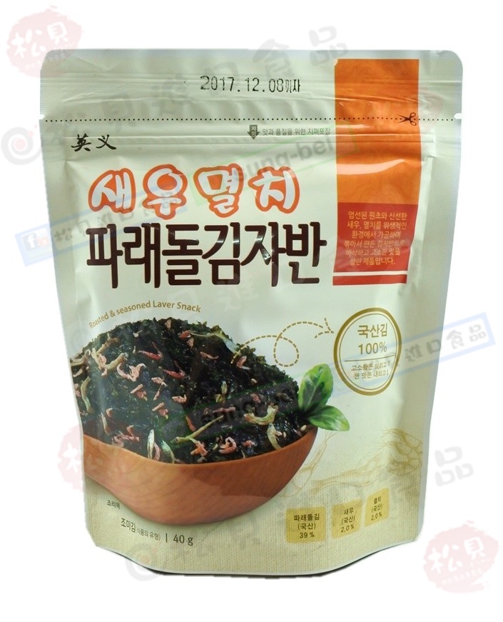 韓國海苔酥(蝦&鯷魚)40g【8809402680672】