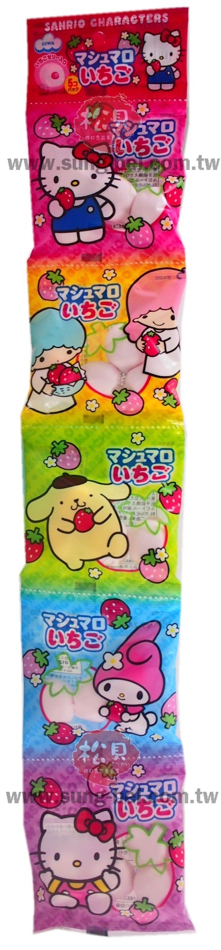 凱蒂貓五連草莓棉花糖60g【4901088025151】