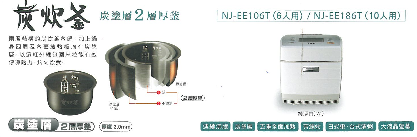 炭坎釜IH電子鍋NJ-EE款