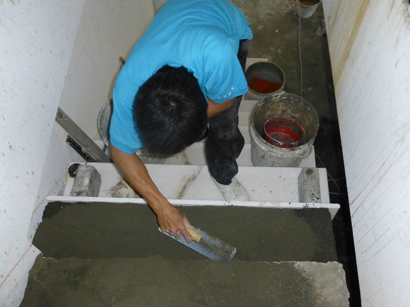 舊房屋整修-樓梯大理石地磚施工