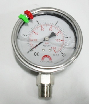 白鐵直立充油壓力表