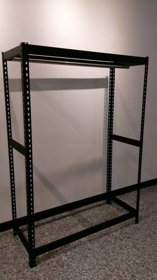 仁德區服飾店～消光黑免螺絲角鋼展示衣架&amp;OSB板