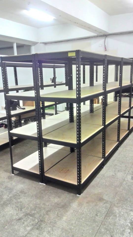 太乙工業區～茶葉消光黑免螺絲角鋼置物架