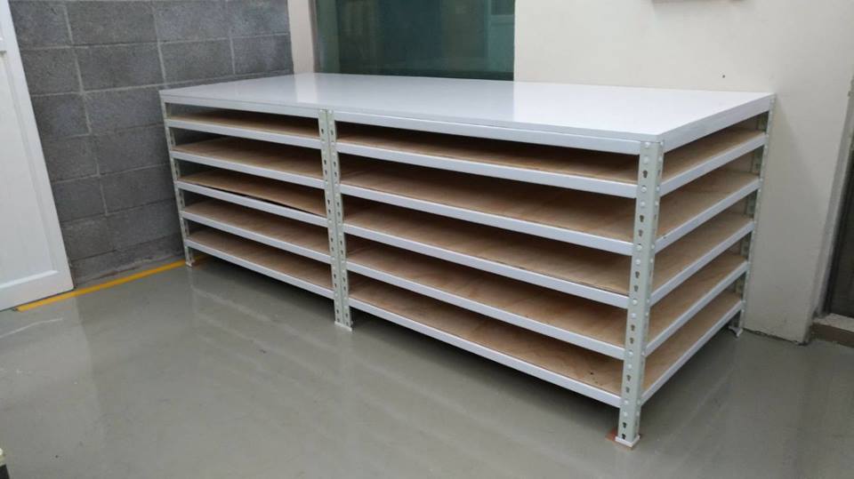 永康區公司～免螺絲象牙白角鋼紙板收納架