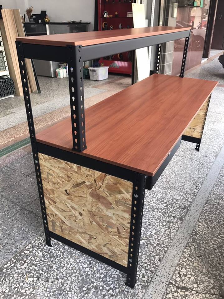 歸仁葉子小舖～消光黑免螺絲角鋼辦公桌(系統板