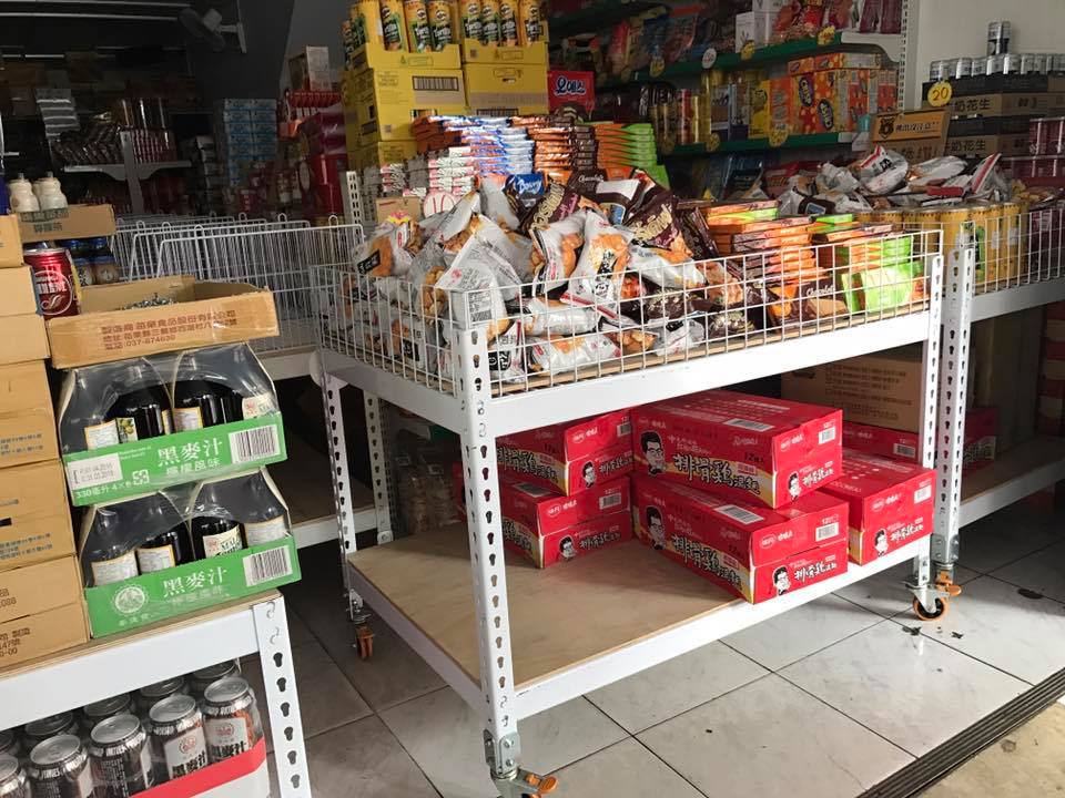 北區超市～象牙白角鋼展示架