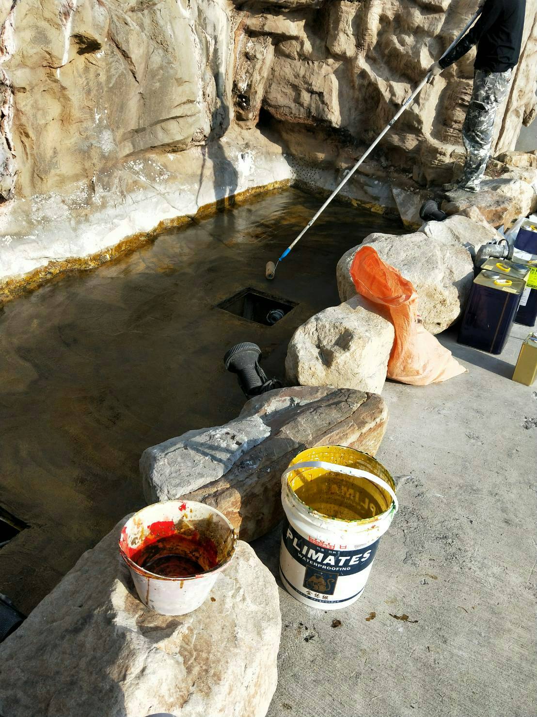 EPOXY魚池貼五層玻纖網防水工程