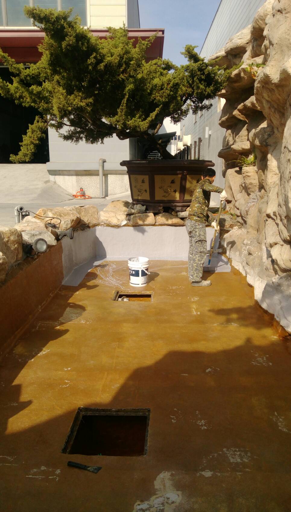 EPOXY魚池貼五層玻纖網防水工程