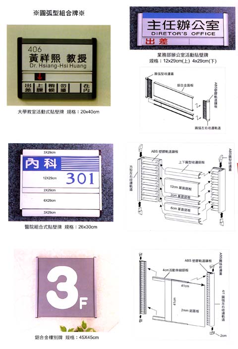 貼壁式單面科室牌