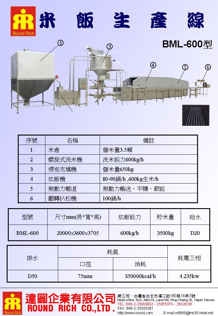 11.1BML-600型自動煮飯設備