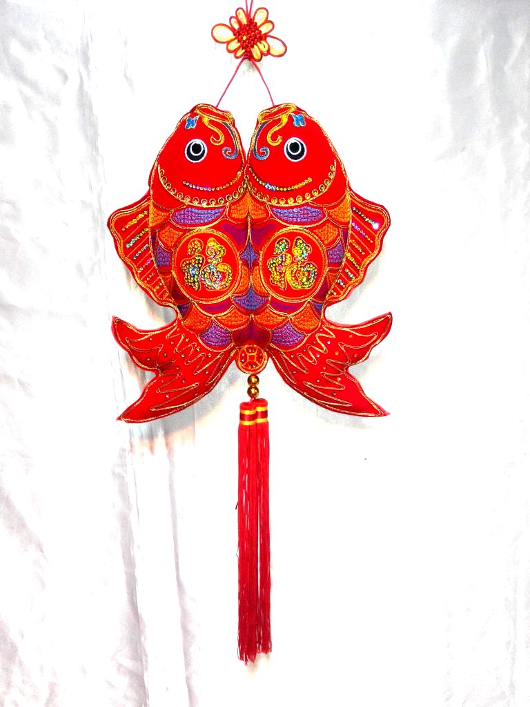 30cm十字繡吉祥雙魚吊飾