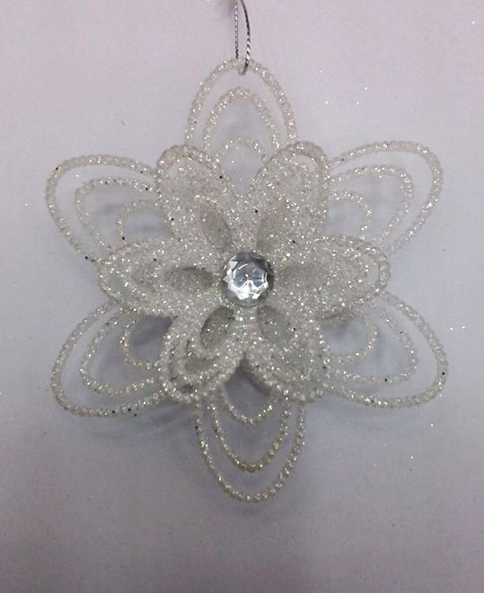 4715872470634珍珠立體雪花吊飾
