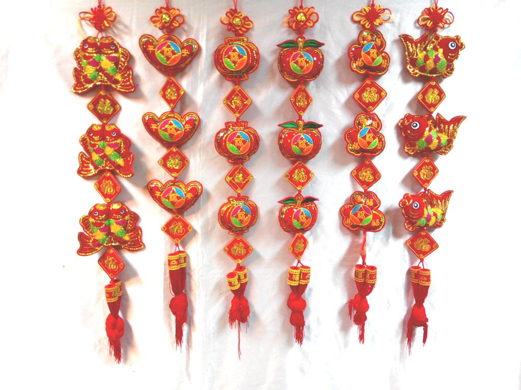 多彩毛巾繡吉祥新年吊飾