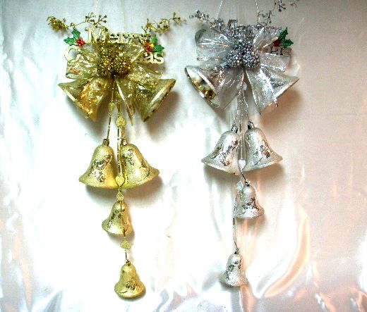 4717622273052聖誕雙大鐘+3壓花電鍍鐘吊飾