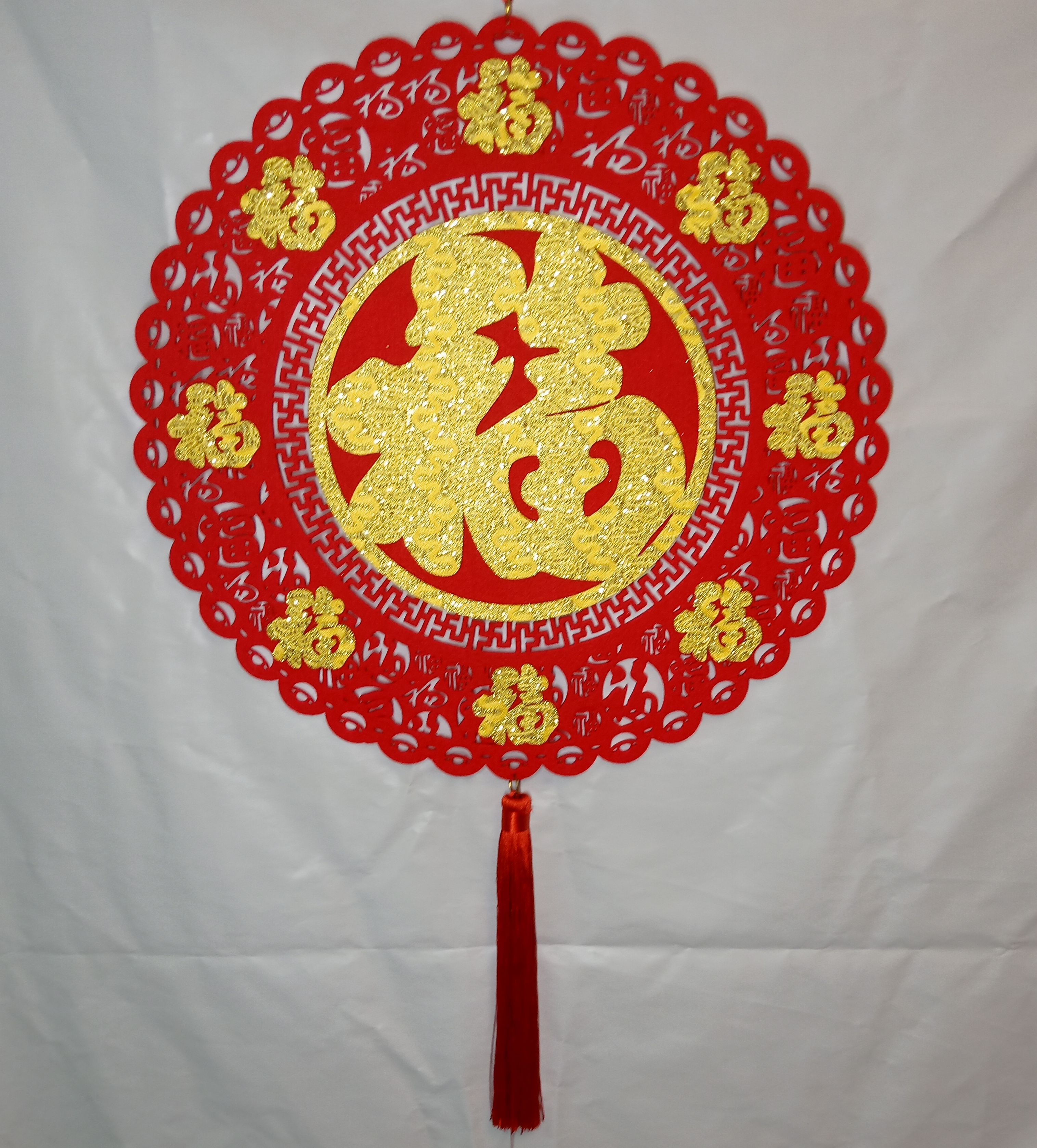 4711075070315-50CM紅蔥金滿福新年吊飾