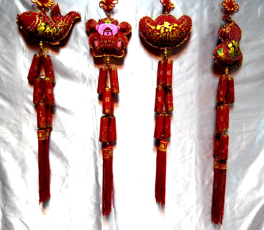 植絨彩鑽大吊飾+6炮串