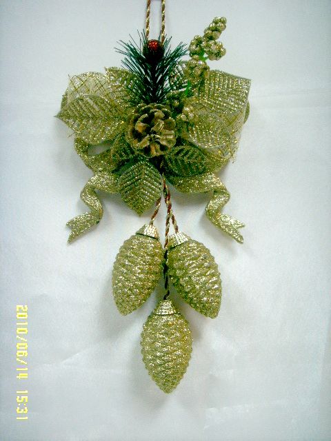 4711542839695金蔥蝴蝶結松果吊飾