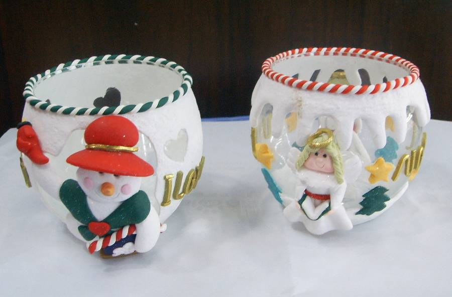 4711542838001-10公分軟陶聖誕燭杯AB