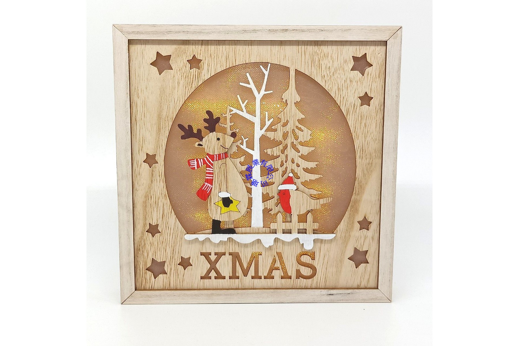 4713510788233聖誕木片擺飾-麋鹿+聖誕樹3-1