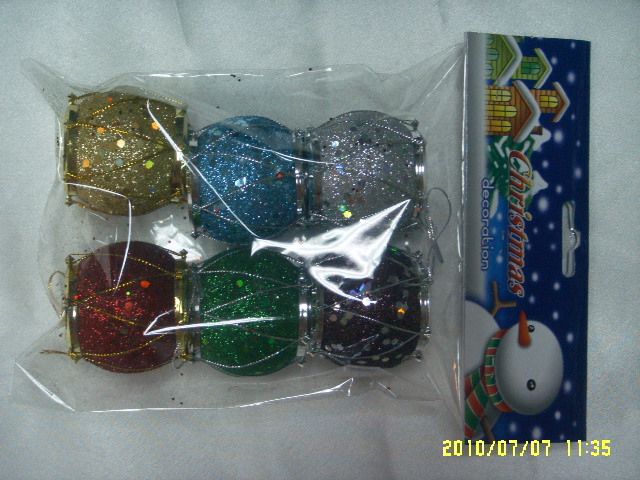 4711542830623-6入雷射金蔥小鼓聖誕吊飾