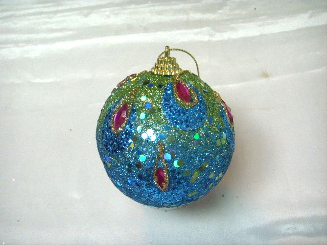 4715872473970-8公分3入古典孔雀藍聖誕球