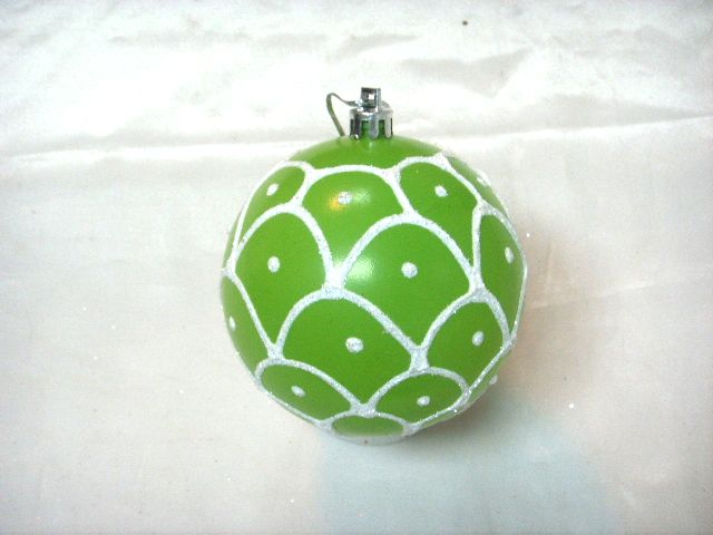 4715872473833-8cm3入綠底白紋聖誕球