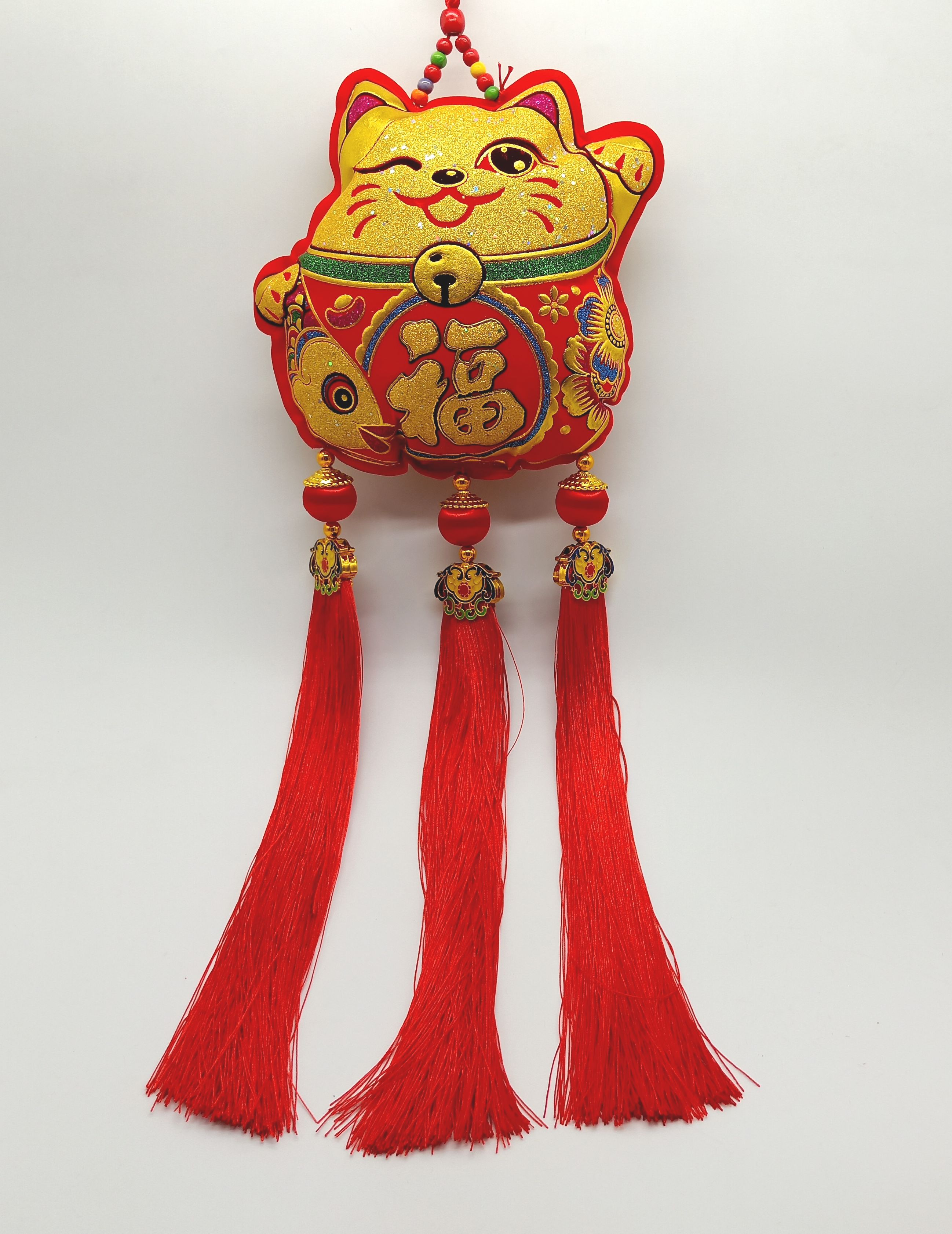 4711075071098大招財貓+3如意吊飾